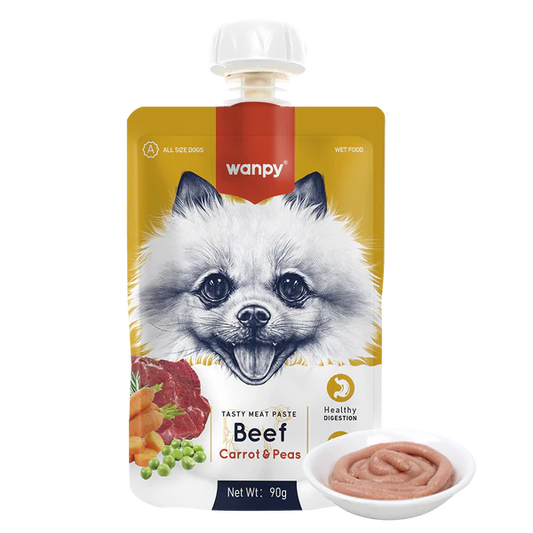 WANPY TASTY MEAT PASTE DOG BEEF, CARROT & PEA 90G