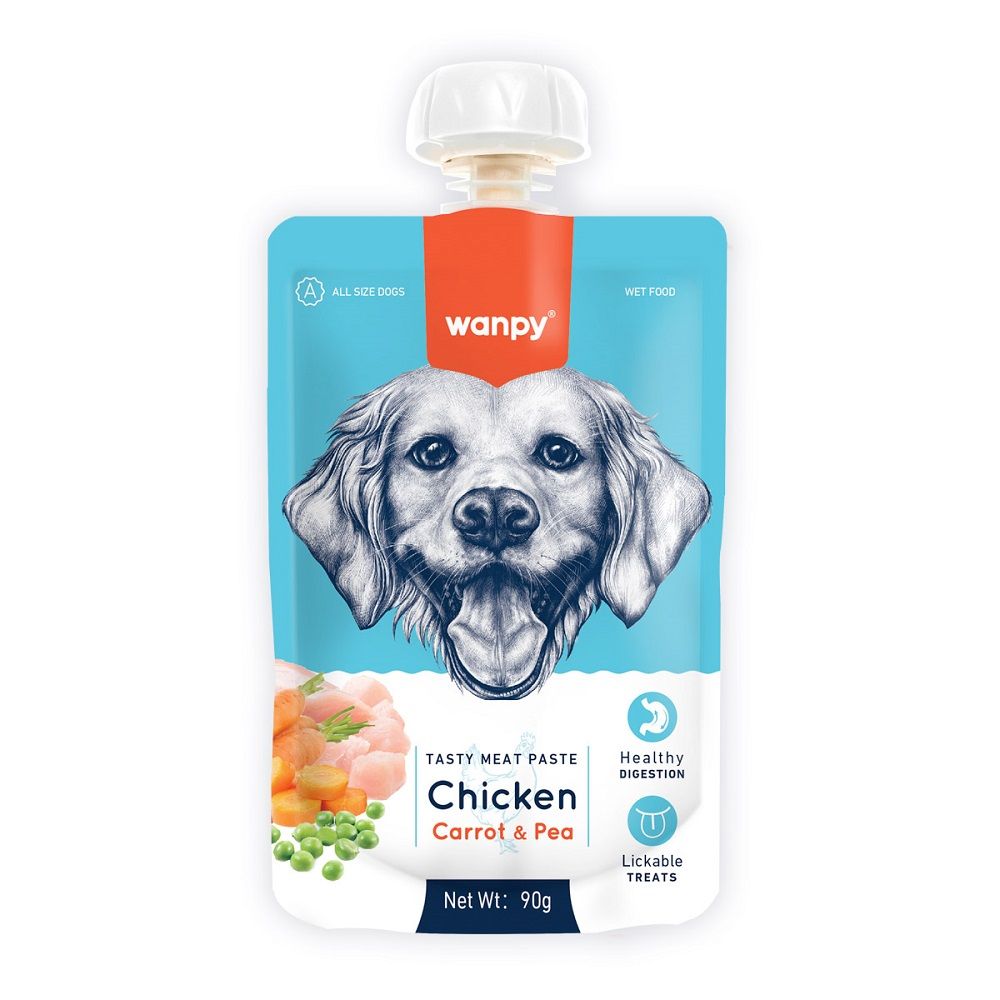 WANPY TASTY MEAT PASTE DOG CHICKEN, CARROT & PEA 90G